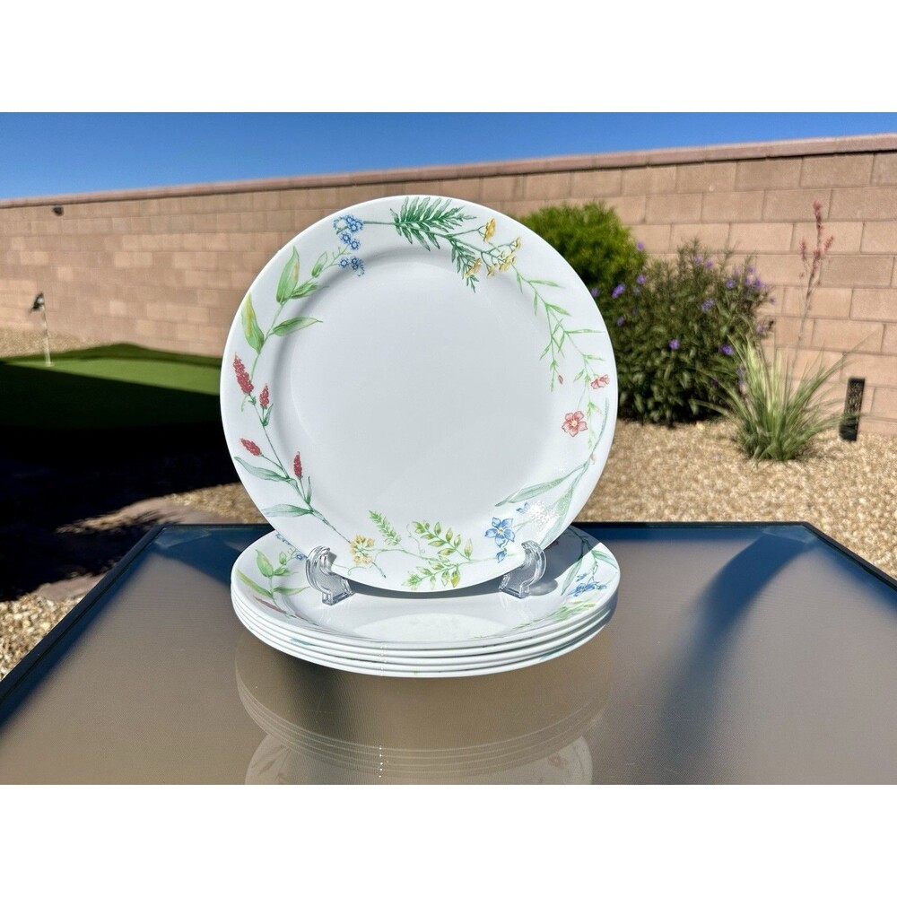 Set Of 6 Corelle My Garden Collection 10 1/4" Dinner Plates USA Vintage Floral